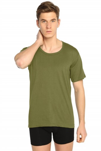 SEDEF YILDIZ - Sedef Yıldız Erkek Atlet Yarım Kol Bisiklet Yaka - Askeri Yeşil - 6