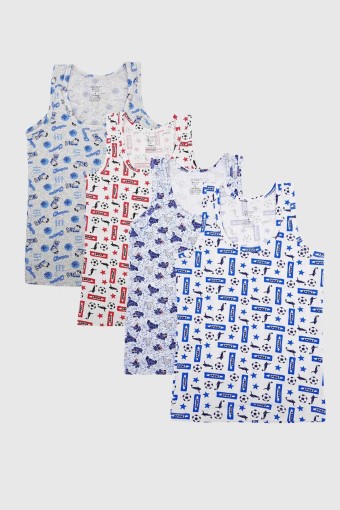 SEDEF YILDIZ - Sedef Yıldız Erkek Çocuk Pamuklu Empirme Desenli Atlet