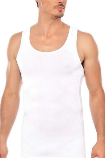 SEDEF YILDIZ - Sedef Yıldız Erkek Atlet Kalın Askılı Pamuklu - Beyaz - 6