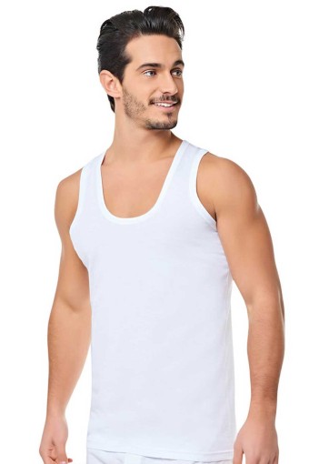 SEDEF YILDIZ - Sedef Yıldız Erkek Kalın Askılı Penye Atlet - Beyaz - 3