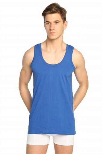 SEDEF YILDIZ - Sedef Yıldız Erkek Atlet Kalın Askılı Pamuklu Renkli - Mavi - 6