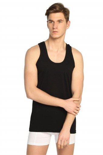 SEDEF YILDIZ - Sedef Yıldız Erkek Atlet Kalın Askılı Pamuklu Renkli - Siyah - 6