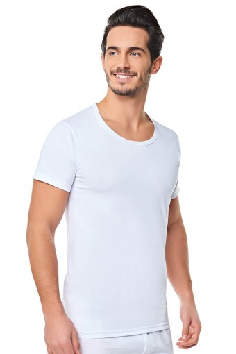 SEDEF YILDIZ - Sedef Yıldız Erkek Atlet Kısa Kollu Bisiklet Yaka - Beyaz - 4