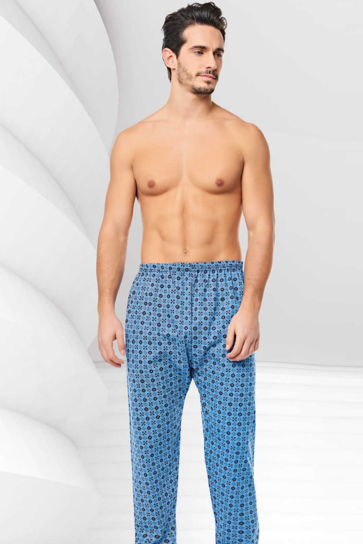 Sedef Yıldız Erkek Tek Alt Battal Yazlık Uzun Düz Paçalı Don - Thumbnail