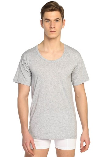 SEDEF YILDIZ - Sedef Yıldız Erkek Atlet Yarım Kol Bisiklet Yaka - Gri - 4