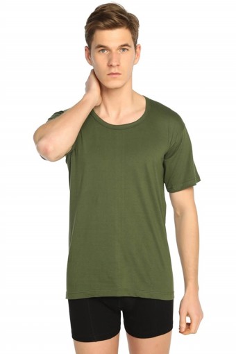 SEDEF YILDIZ - Sedef Yıldız Erkek Atlet Yarım Kol Bisiklet Yaka - Haki Yeşili - 5