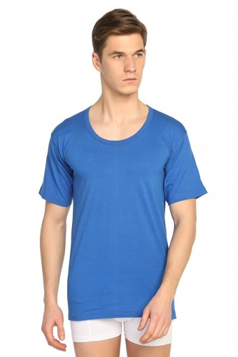 SEDEF YILDIZ - Sedef Yıldız Erkek Atlet Yarım Kol Bisiklet Yaka - Mavi - 5