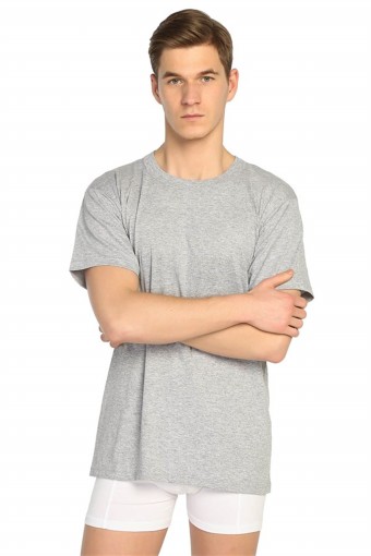 SEDEF YILDIZ - Sedef Yıldız Erkek Yarım Kol Atlet Sıfır Yaka Renkli - Gri - 4