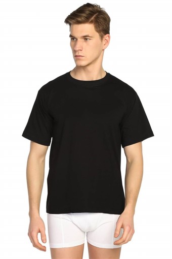 SEDEF YILDIZ - Sedef Yıldız Erkek Yarım Kol Atlet Sıfır Yaka Renkli - Siyah - 4