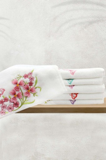 ŞELALE - Şelale Kadife Lüx El Yüz Havlusu 50x90 - Mutfak Havlusu 30x50 Set (1)