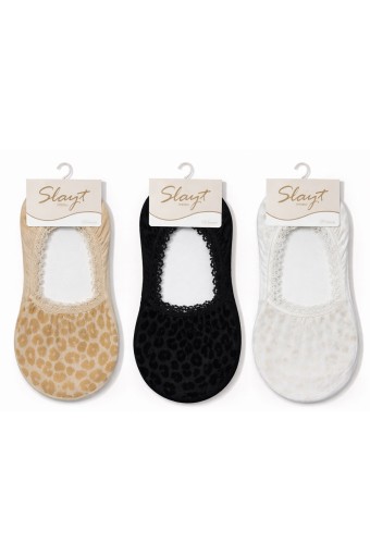 SLAYT ÇORAP - Slayt Kadın Babet Çorap Dantelli Güpürlü Desenli