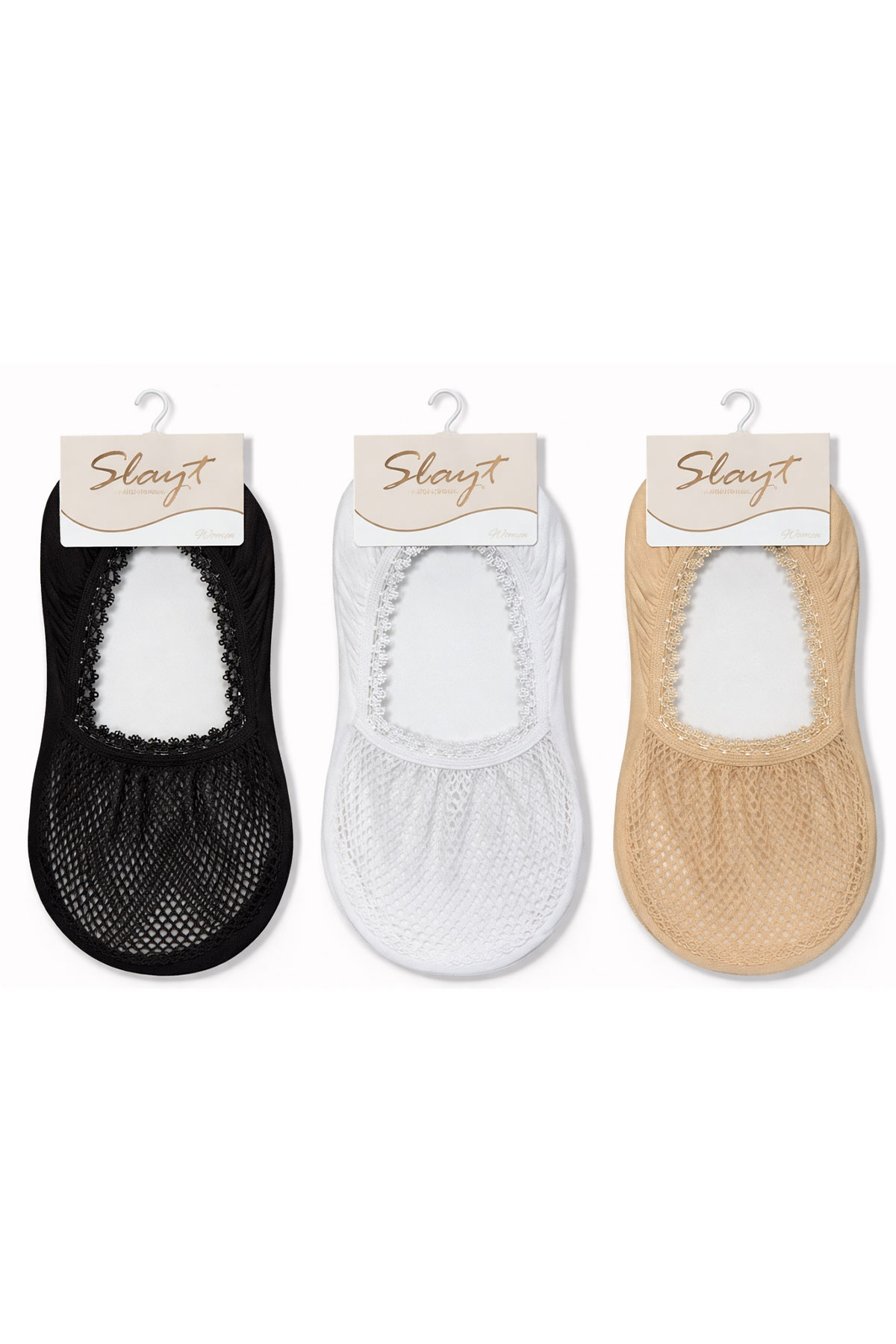 Slayt Kadın Babet Çorap Dantelli Güpürlü Desenli - Thumbnail