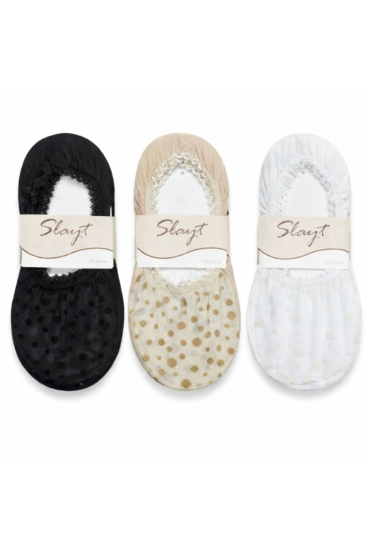 Slayt Kadın Babet Çorap Dantelli Güpürlü Desenli - Thumbnail