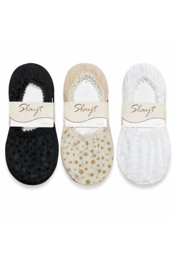 SLAYT ÇORAP - Slayt Kadın Babet Çorap Dantelli Güpürlü Desenli