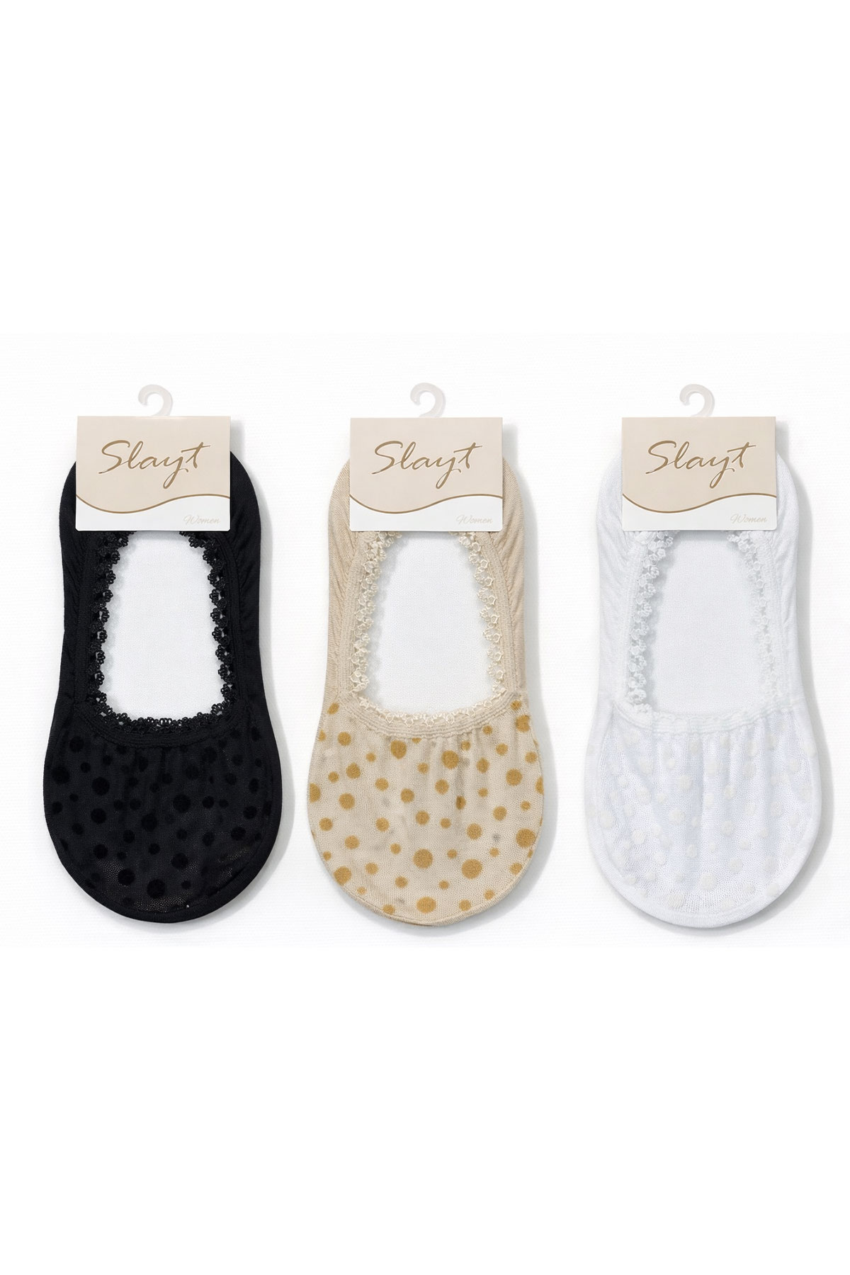 Slayt Kadın Babet Çorap Dantelli Güpürlü Desenli - Thumbnail