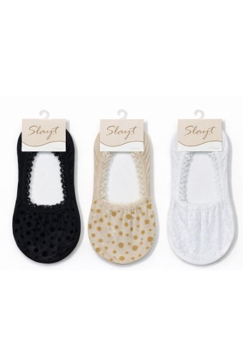 SLAYT ÇORAP - Slayt Kadın Babet Çorap Dantelli Güpürlü Desenli