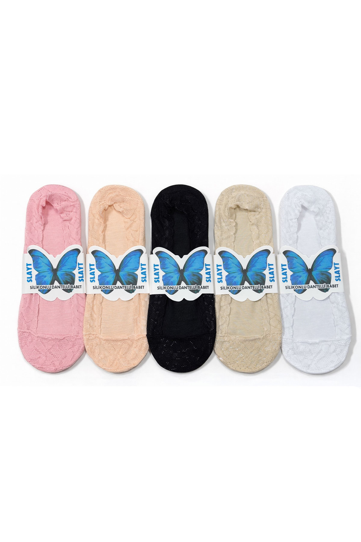 Slayt Kadın Babet Çorap Dantelli Silikonlu - Thumbnail
