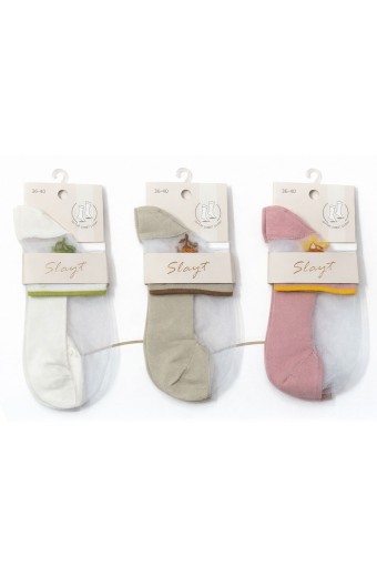 SLAYT ÇORAP - Slayt Kadın Patik Çorap Şeffaf Çiçek Desenli