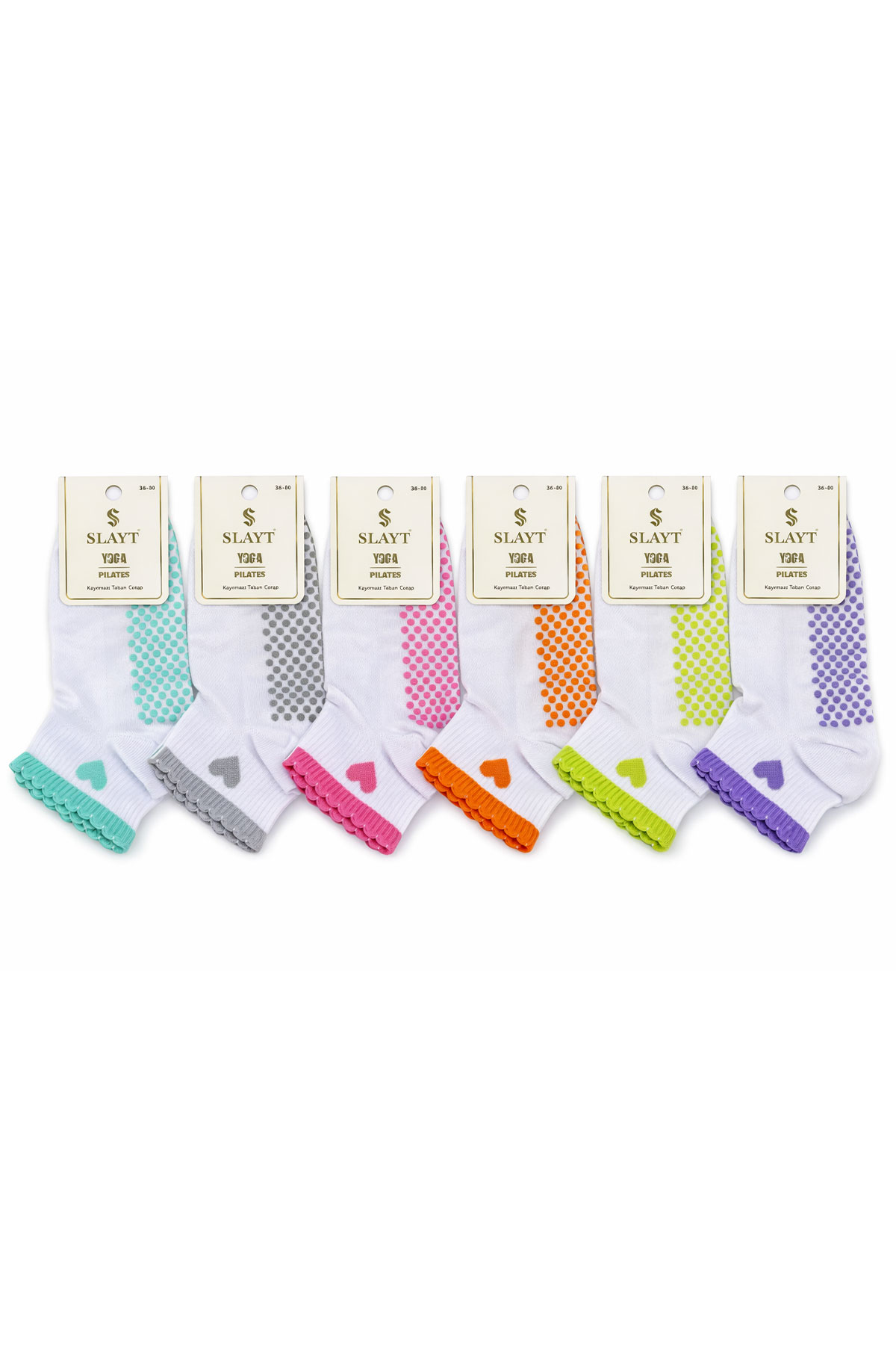 Slayt Kadın Patik Çorap Yoga Taban Kaydırmaz Silikonlu Bambu - Thumbnail