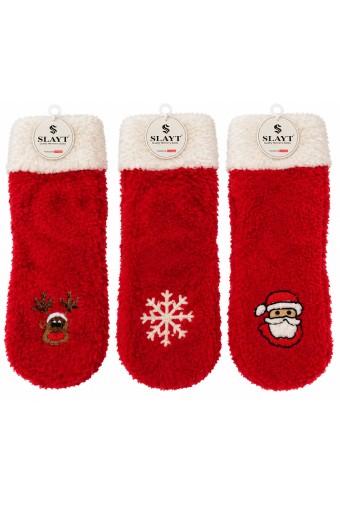 SLAYT ÇORAP - Slayt Kadın Soket Çorap Noel Desenli