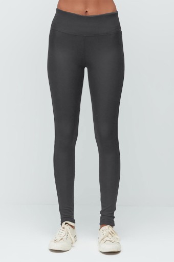 SPORT - Sport Kadın Tayt Uzun Dalgıç Şardonlu Yüksek Bel - Antrasit