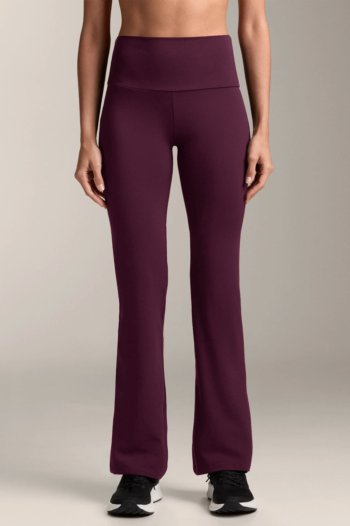 Sport Kadın Tayt Uzun Dalgıç Şardonlu Yüksek Bel İspanyol Paça - Mürdüm - Thumbnail