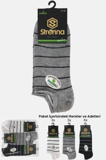 STRENNA - Strenna Erkek Patik Çorap Bambu Dikişsiz Çizgili (1)