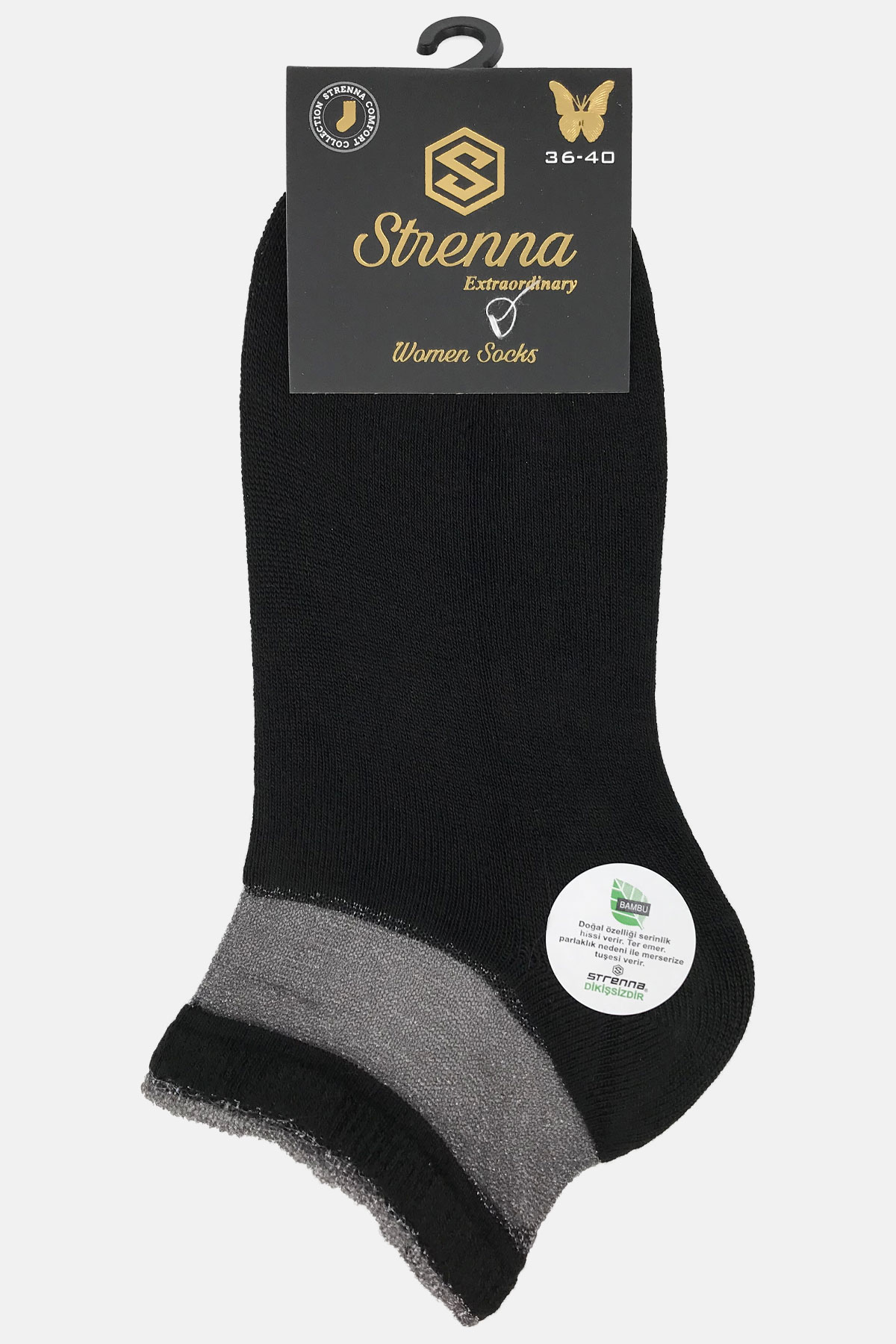 Strenna Kadın Patik Çorap Bambu Simli Tüllü - Thumbnail