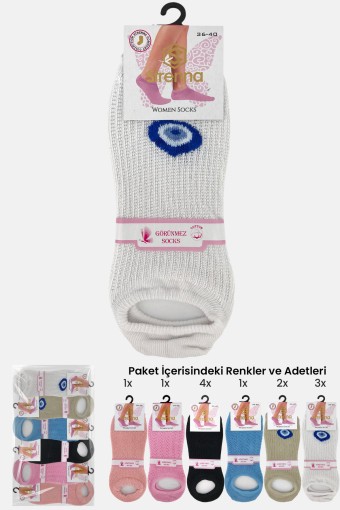 STRENNA - Strenna Kadın Sneaker Çorap Cotton Dikişsiz Zigzag Desenli