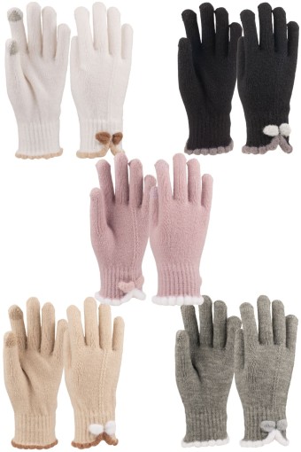 Suyutti - Suyutti Kadın Eldiven Örme Dokunmatik Bileği Fiyonk Detaylı (1)