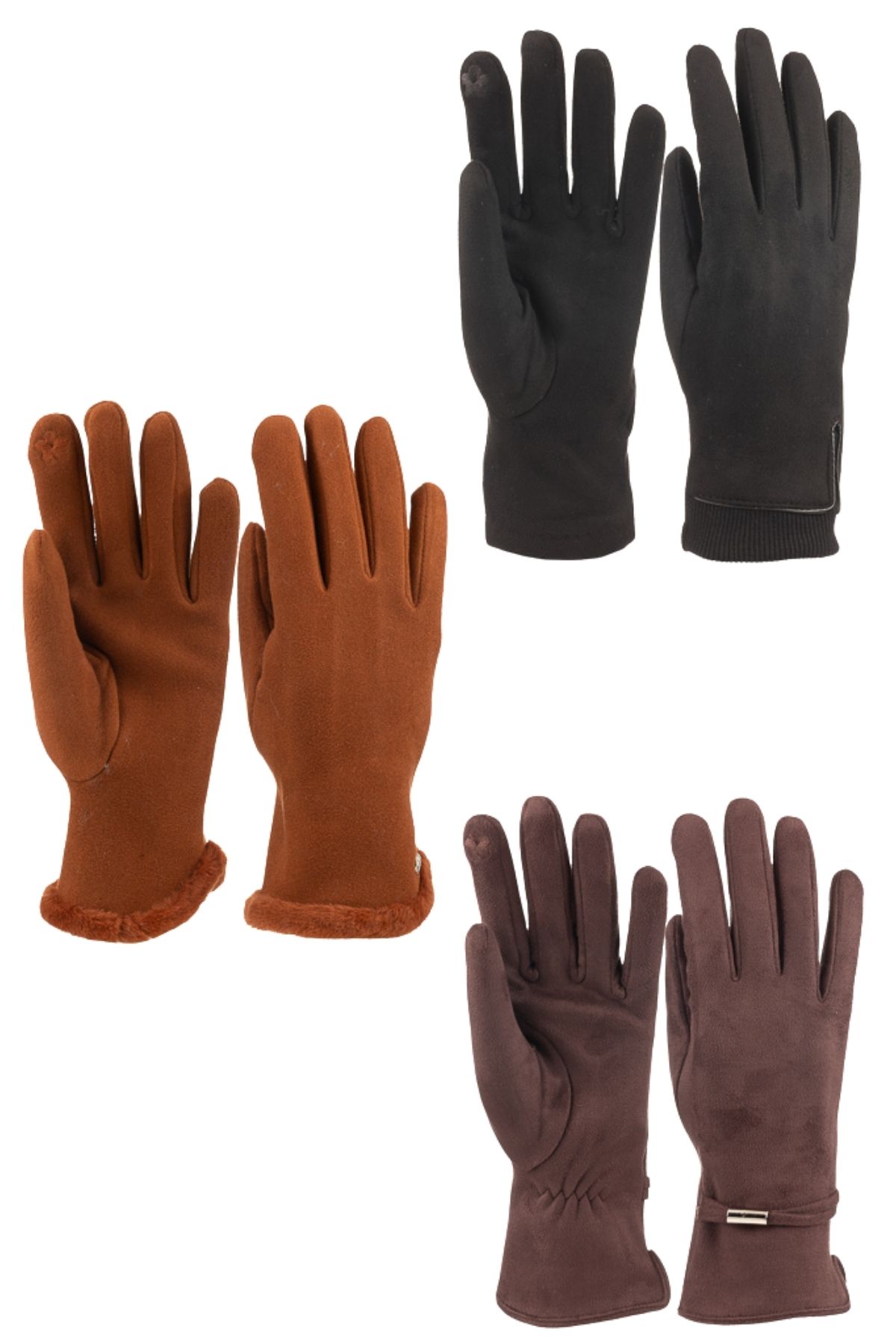 Suyutti Kadın Eldiven Süet Bileği Aksesuarlı - Thumbnail