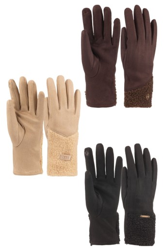 Suyutti - Suyutti Kadın Eldiven Süet Bileği Şerpa