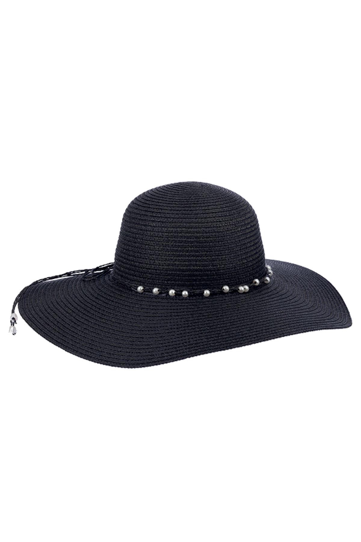 Suyutti Kadın Hasır Şapka Geniş Kenar Boncuklu - Thumbnail