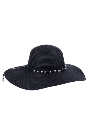 Suyutti - Suyutti Kadın Hasır Şapka Geniş Kenar Boncuklu (1)