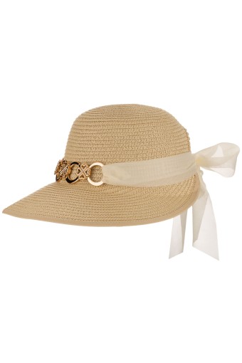 Suyutti - Suyutti Kadın Hasır Şapka Siperli Cırtlı Aksesuarlı (1)