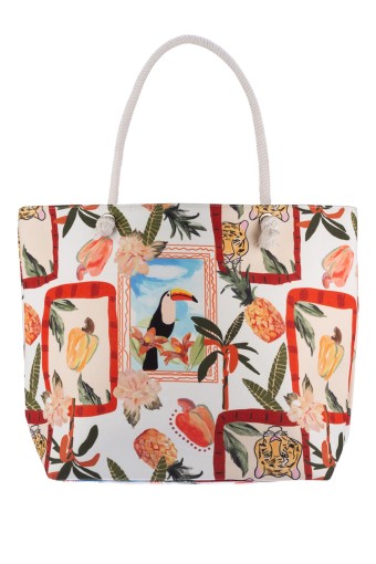 Suyutti - Suyutti Kadın Plaj Çantası Baskılı 36x53 Cm