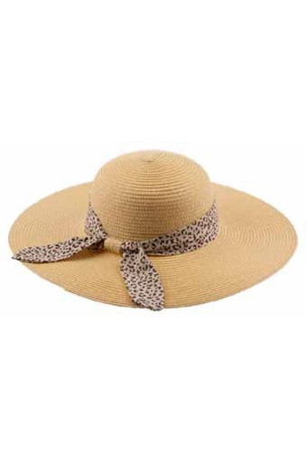 Suyutti - Suyutti Kadın Plaj Şapkası Hasır Desenli Kurdela Detaylı (1)