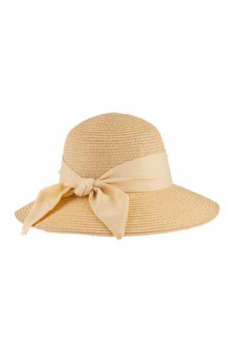 Suyutti - Suyutti Kadın Plaj Şapkası Hasır Kurdela Detaylı 57-58 Cm