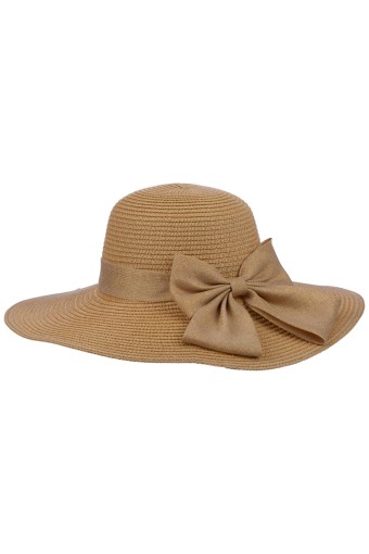 Suyutti - Suyutti Kadın Plaj Şapkası Kurdele Detaylı 57-58 Cm