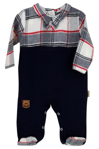 TAHABEBE - Taha Bebe Erkek Bebek Papyonlu Penye Tulum - Lacivert