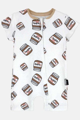 TAHABEBE - Taha Bebek Unisex Fermuarlı Kısa Tulum - Krem/Bej