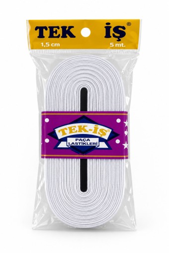 TEKİŞ - Tekiş Dokuma Paça Lastik 15 Mm 5 Mt - Beyaz - STD