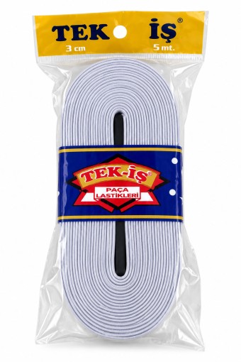 TEKİŞ - Tekiş Dokuma Paça Lastik 30 Mm 5 Mt - Beyaz - STD