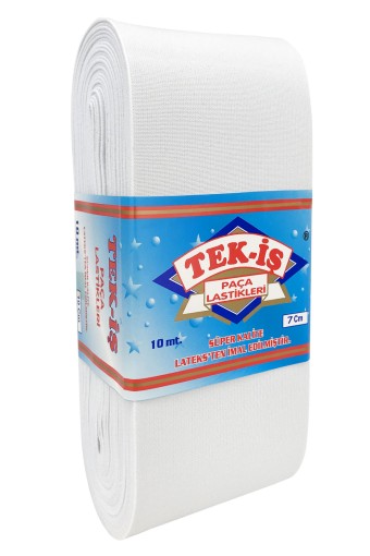 TEKİŞ - Tekiş Lastik Paça Lastiği 70 Mm 10 Mt - Beyaz - 70MM
