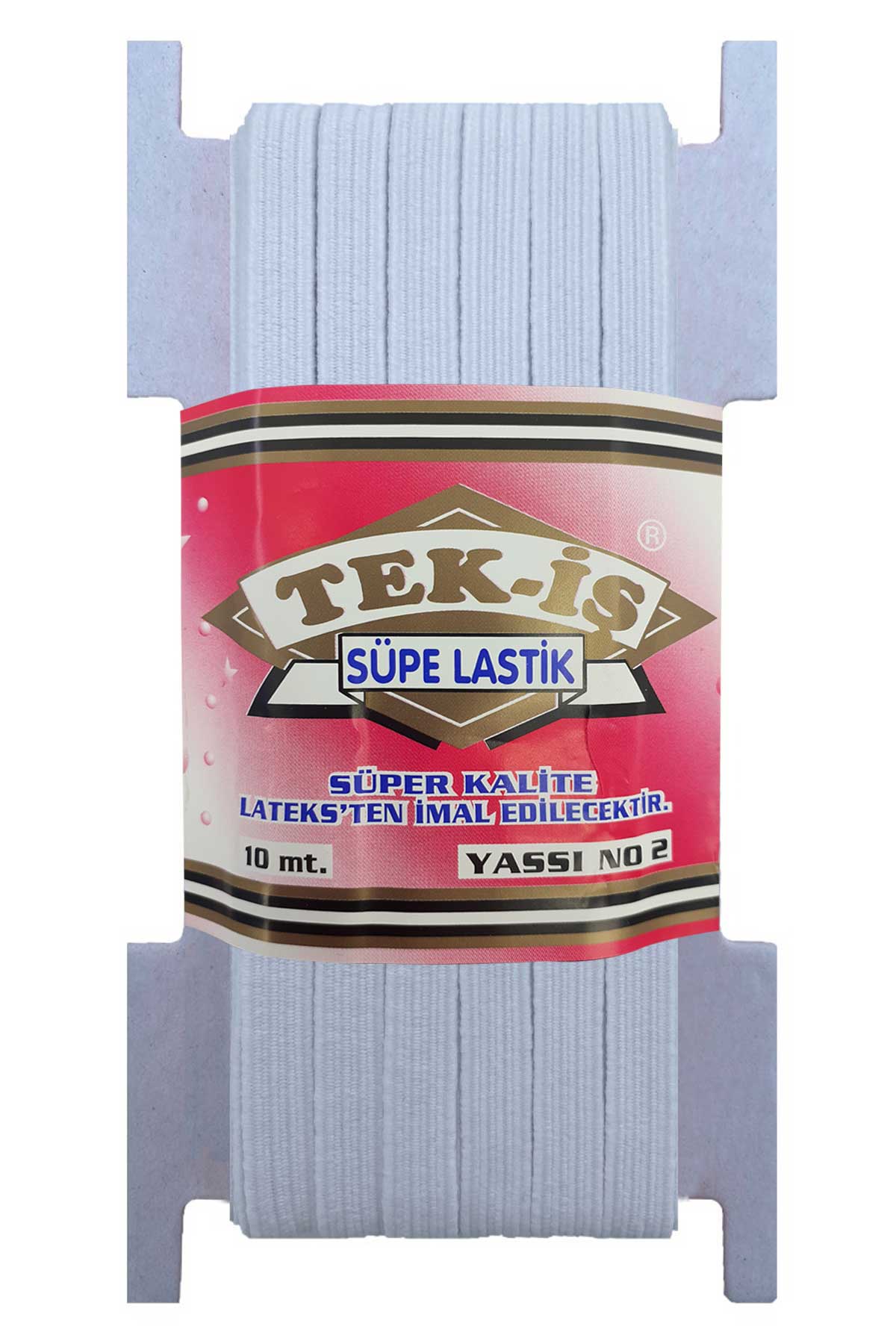 Tekiş Paça Lastiği 8 mm 10 Mt Süper Kalite Yassı - Beyaz - STD - Thumbnail