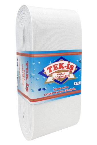 TEKİŞ - Tekiş Lastik Paça Lastiği 80 Mm 10 Mt - Beyaz - 80MM