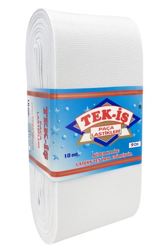 TEKİŞ - Tekiş Lastik Paça Lastiği 90 Mm 10 Mt - Beyaz - 90MM