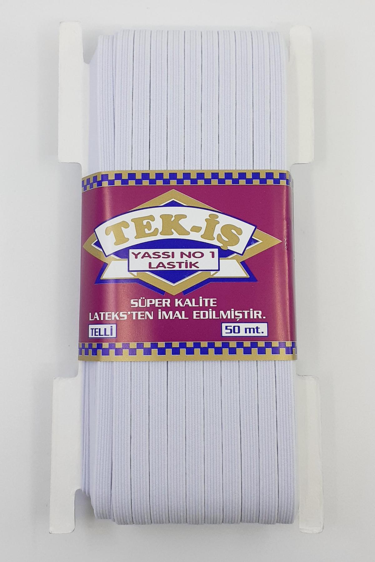 Tekiş Lastik Yassı Telli 6 mm 50 Mt - Beyaz - STD - Thumbnail