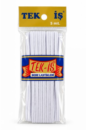 TEKİŞ - Tekiş Oluklu Bebe Lastik 4 Mm 5 Mt - Beyaz - STD