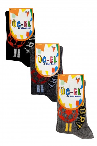 ÜÇEL - Üçel Erkek Çocuk Soket Çorap Likralı Desenli ÜÇEL - Üçel Erkek Çocuk Soket Çorap Likralı Desenli